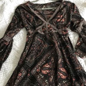 Floral free people dress bell sleeves